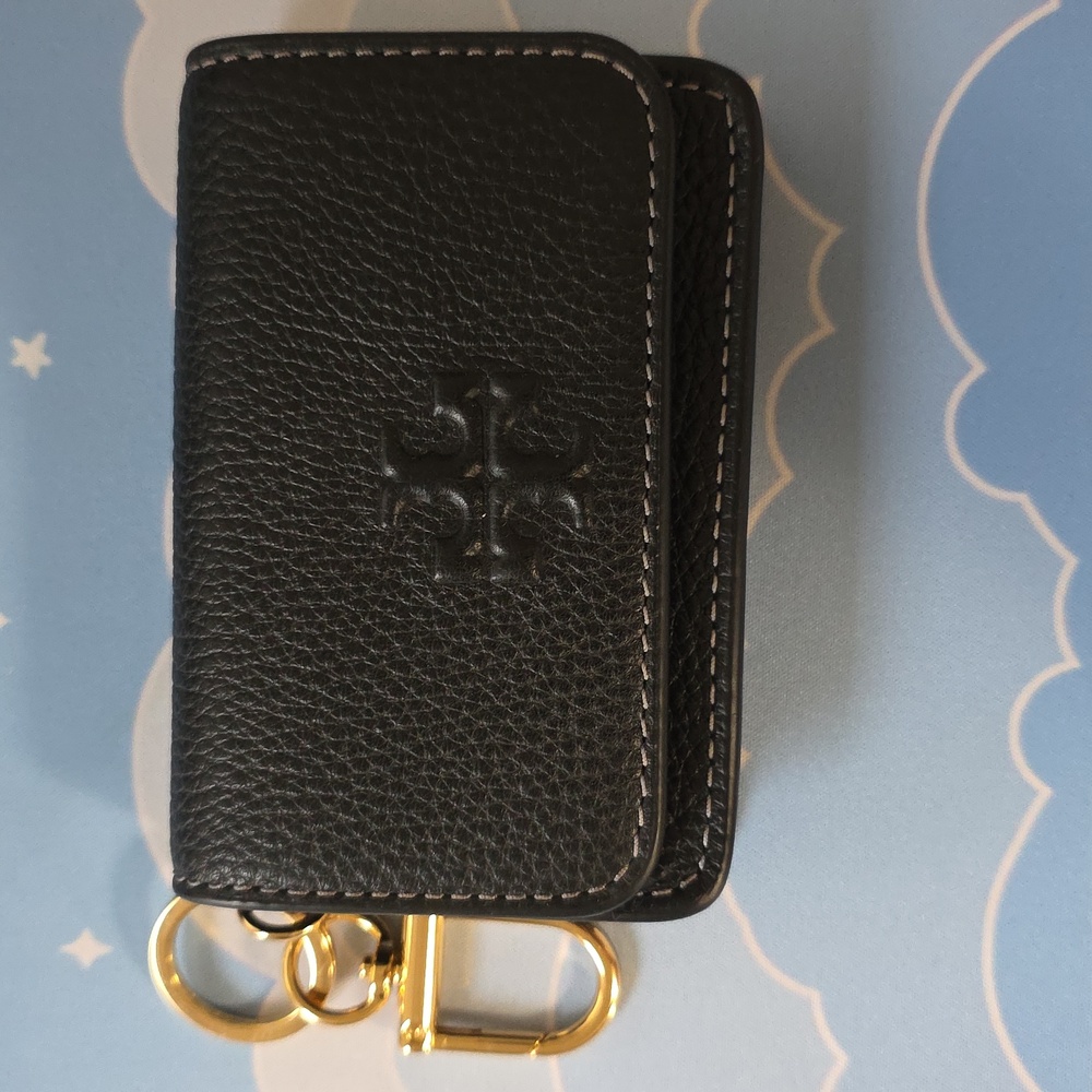 Tory Burch Black Leather Wallet with Gold Accents
